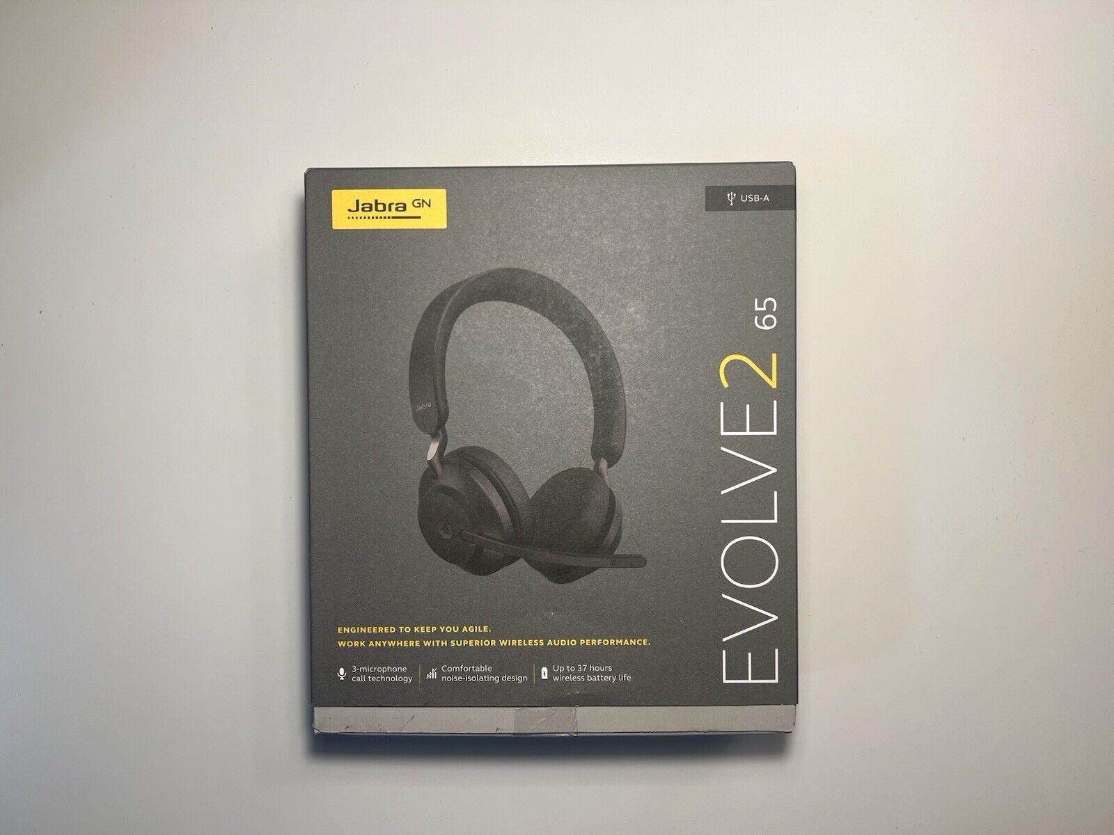 Jabra Evolve2 65 kabelloser Stereo Kopfhörer (MS Teams, USB-A) - Schwarz