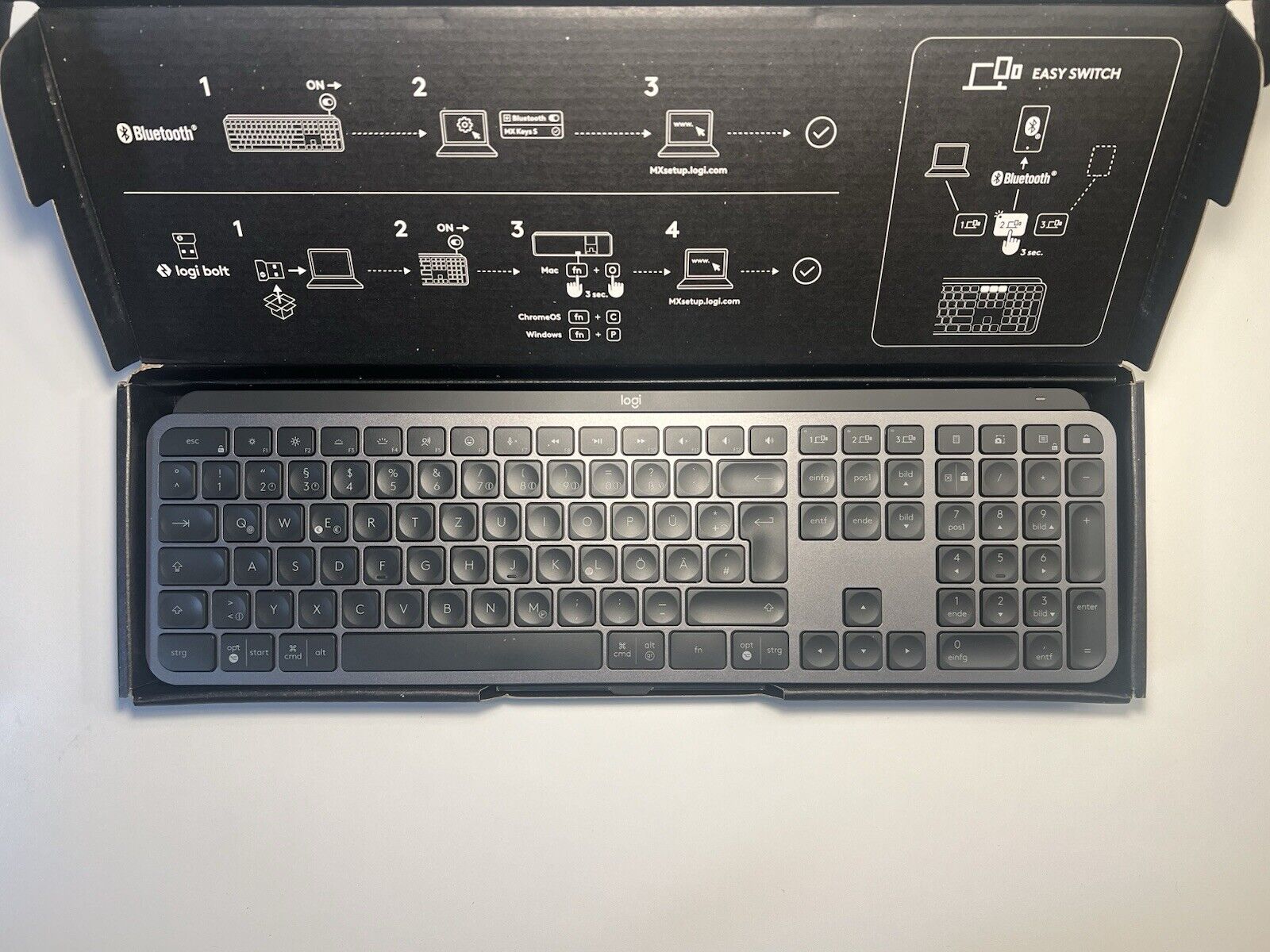 Logitech MX Keys S kabellos-Tastatur für Windows - Graphite (DE) QWERTZ